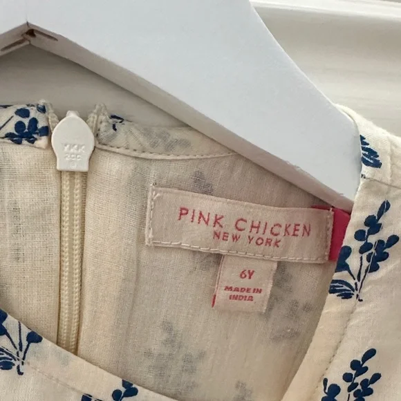 Pink Chicken Cream and Blue Floral Dress - Size 6 - Picture 5 of 6